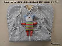 Detský textil - Spaci vak pre deti 100% Merino Top s kašmírom BODKA fialová - 8604476_