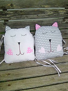 Detský textil - ružovo šedé mačičky - 8603476_