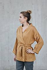 Kimoná - Dámske ľanové kimono dlhý rukáv - rôzne farby - 8608476_