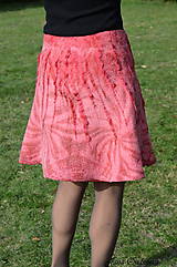 Sukne - Plstená hodvábno vlnená sukňa malinová - 8610763_