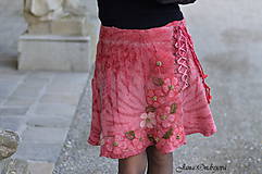 Sukne - Plstená hodvábno vlnená sukňa malinová - 8610772_