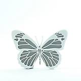 Brošne - Motýl silver/traffic white - 8613702_