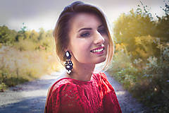 Náušnice - Blue-white soutache earrings - 8611564_