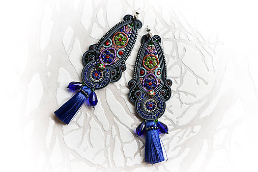 Náušnice - Bollywood style náušnice zo šujtášu - 8611499_
