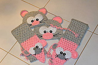 Detské čiapky - Myšky v ružovom - 8618800_