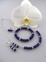 Luxusný set lapis lazuli, striebro - náhrdelník, náušnice, náramok, prsteň