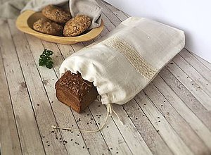 Úžitkový textil - Vrecko na chlieb z ľanového plátna - 8616420_