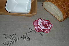 Úžitkový textil - Ľanový chlebník Ružová ruža - 8623063_