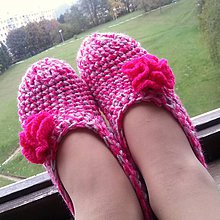 Ponožky, pančuchy, obuv - Papučky s kvetinkou - 8622136_