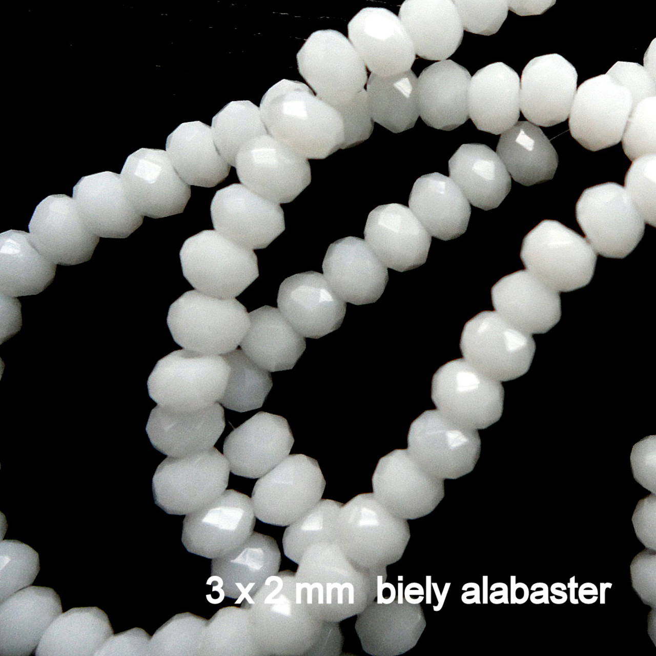 Sklenená rondelka 3x2mm-1ks (biely alabaster)