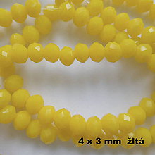 Korálky - Sklenená rondelka 4x3mm-1ks (žltá) - 8623928_