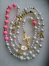 Náhrdelníky - Ruženec s menom a dátumom E017 (svetloružová) - 8623798_