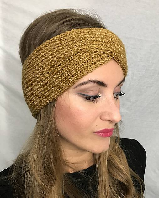 Čiapky, čelenky, klobúky - Čelenka horčicová - turban - 8623114_