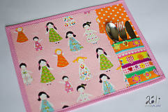 Detský textil - Detské prestieranie s vreckom na príbor Dievčatá - 8622977_