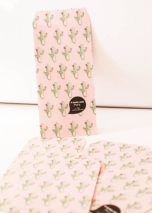 Papierová obálka / vrecko "pink cactus"