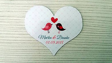 Darčeky pre svadobčanov - Magnetka vtáčiky srdce - 8623089_