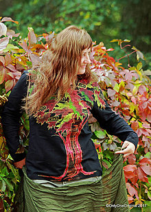 Topy, tričká, tielka - Dámske tričko batikované, maľované JAVOROVÁ RAPSÓDIA - 8624497_