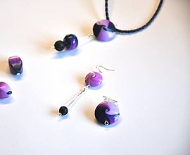 Sady šperkov - modrofialovoružové vlnenie - 8627062_