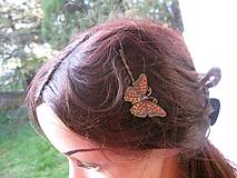 Ozdoby do vlasov - Sponka s motýľom (Veľký motýľ oranžovo červený - sponka č.1319) - 8624917_