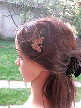 Ozdoby do vlasov - Sponka s motýľom (Veľký motýľ oranžovo červený - sponka č.1319) - 8624918_