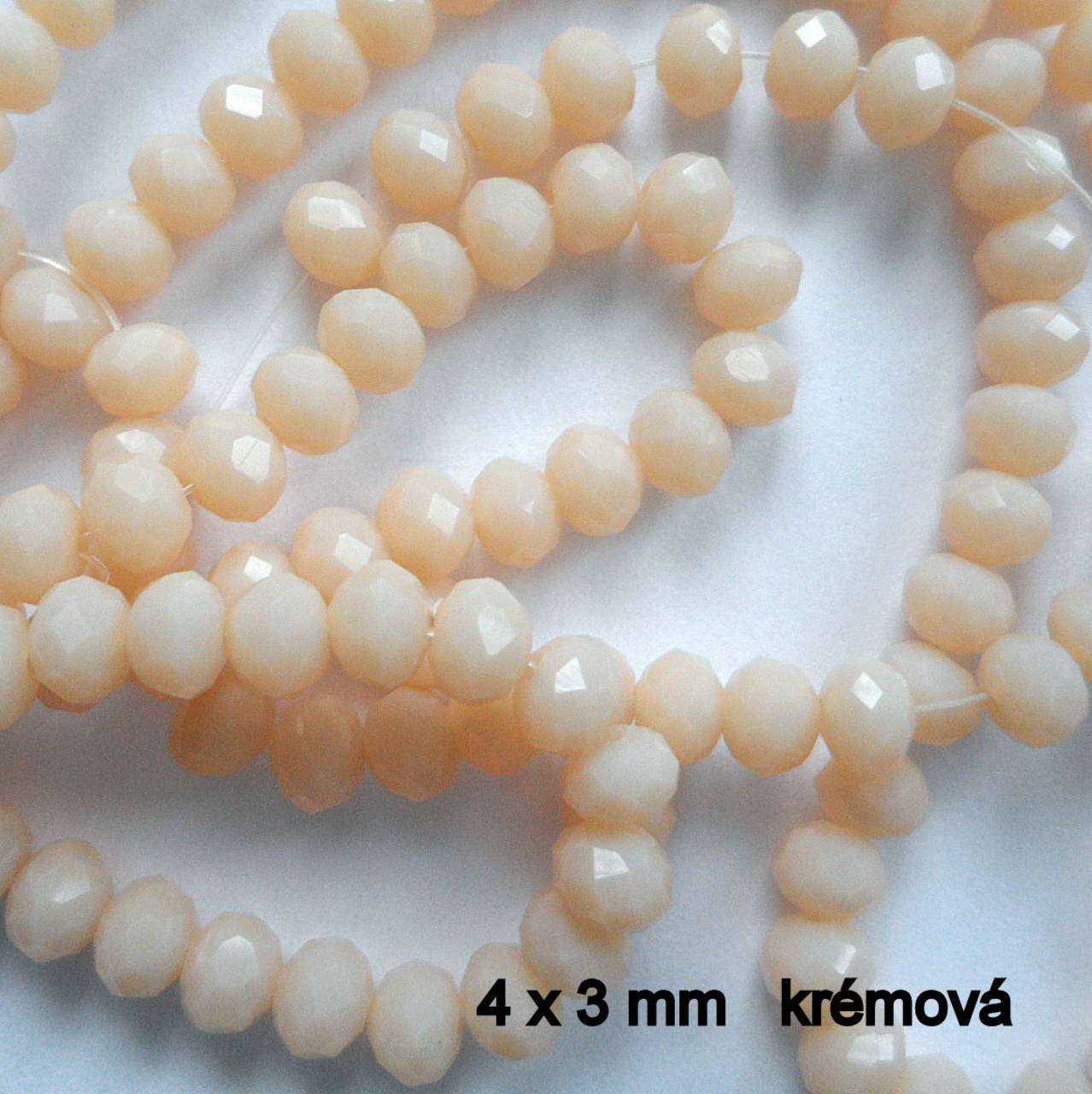Sklenená rondelka 4x3mm-1ks (krémová)