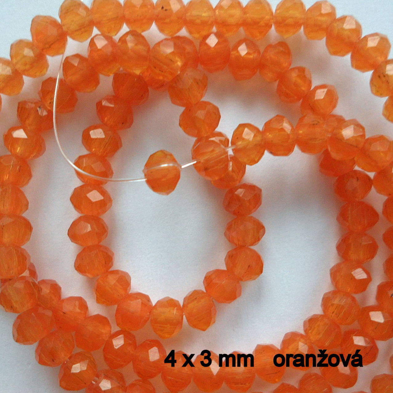 Sklenená rondelka 4x3mm-1ks (oranžová)