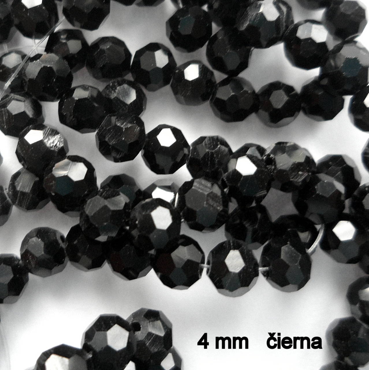 Sklenené brúsené korálky DISCO 4mm-1ks (čierna)