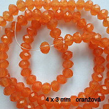 Korálky - Sklenená rondelka 4x3mm-1ks (oranžová) - 8632830_