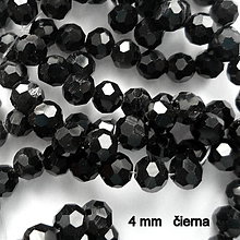Korálky - Sklenené brúsené korálky DISCO 4mm-1ks (čierna) - 8632960_