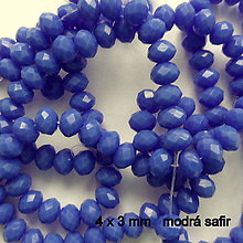 Korálky - Sklenená rondelka 4x3mm-1ks (modrá safir) - 8632962_