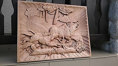 Dekorácie - Drevené obrazy 3D reliefy Poľovníctvo - 8635736_