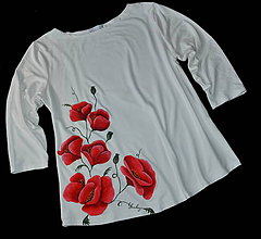 Topy, tričká, tielka - ručne maľované tričko - maky - 8636283_