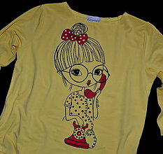 Topy, tričká, tielka - ručne maľované tričko - dievča - 8636299_