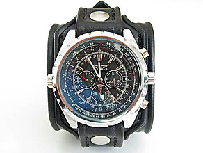 Náramky - Pánske štýlové hodinky, čierny antialergický remienok - 8640065_