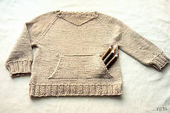 Detské oblečenie - Ležérny ručne pletený svetrík s vačkom - 8638527_