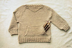 Detské oblečenie - Ležérny ručne pletený svetrík s vačkom - 8638597_