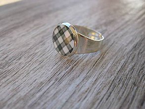Prstene - Čierno biely prsteň malý (Čierno biele káro - prsteň č.1340) - 8640595_