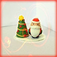 Dekorácie - vianočný stromček a guľatý Santa (3) - 8641057_