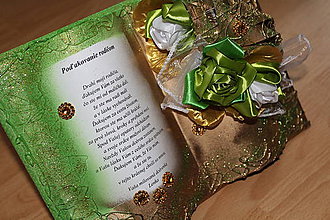 Tabuľky - Svadobná kniha "Poďakovanie rodičom" zelená - 8646182_