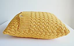 Úžitkový textil - Pletený vankúš (žltý) - 8645697_