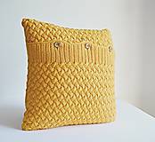 Úžitkový textil - Pletený vankúš (žltý) - 8645702_