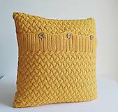 Úžitkový textil - Pletený vankúš (žltý) - 8645706_