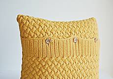 Úžitkový textil - Pletený vankúš (žltý) - 8645723_