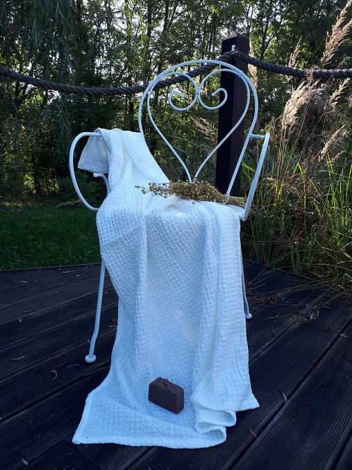 Úžitkový textil - Ľanová osuška Natural White - 8646961_