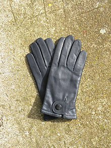 Rukavice - Tmavě šedé pánské kožené rukavice s vlněnou podšívkou - 8651832_