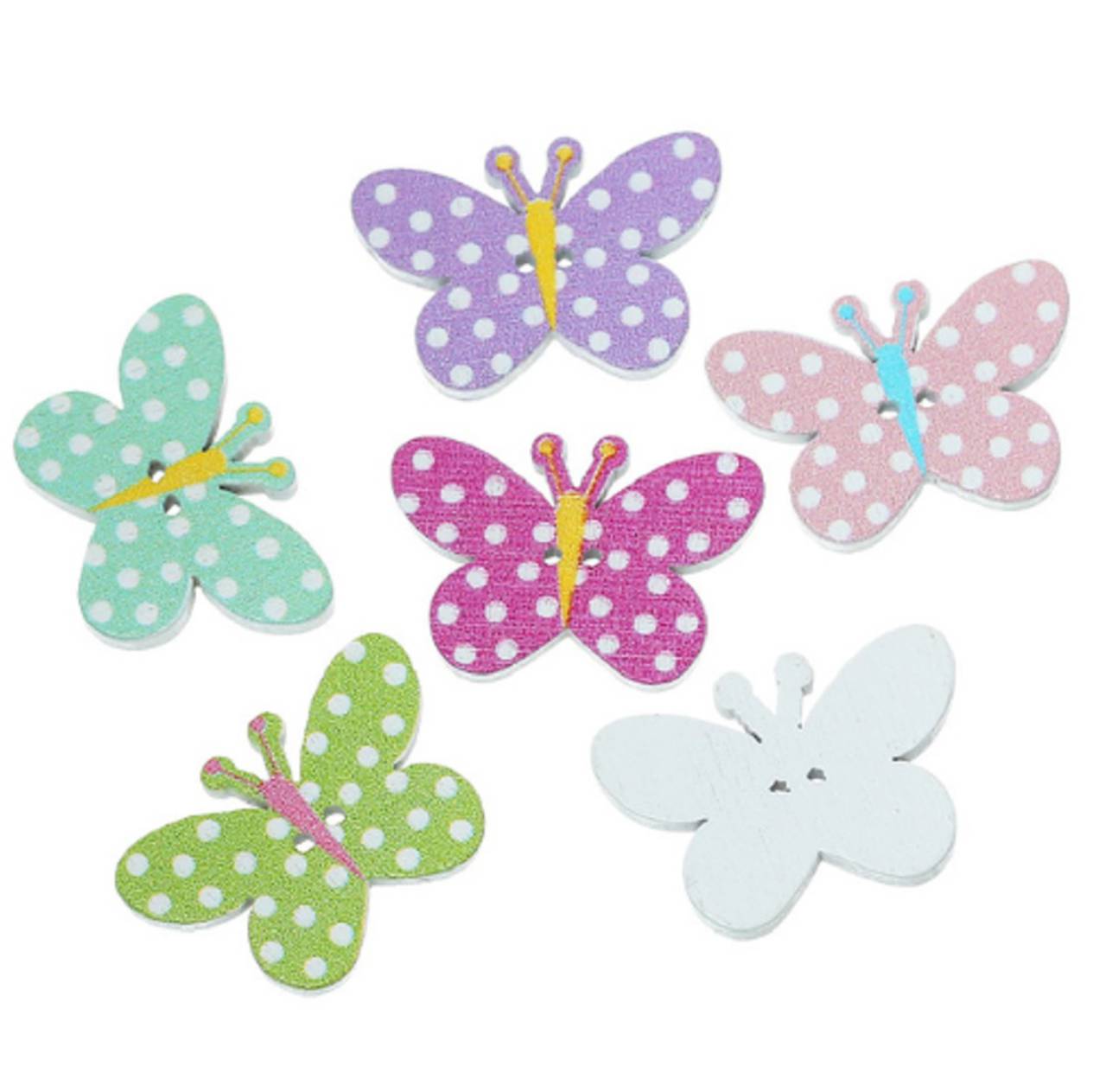 G104 Gombík drevený motýľ 2,5 x 1,7 cm