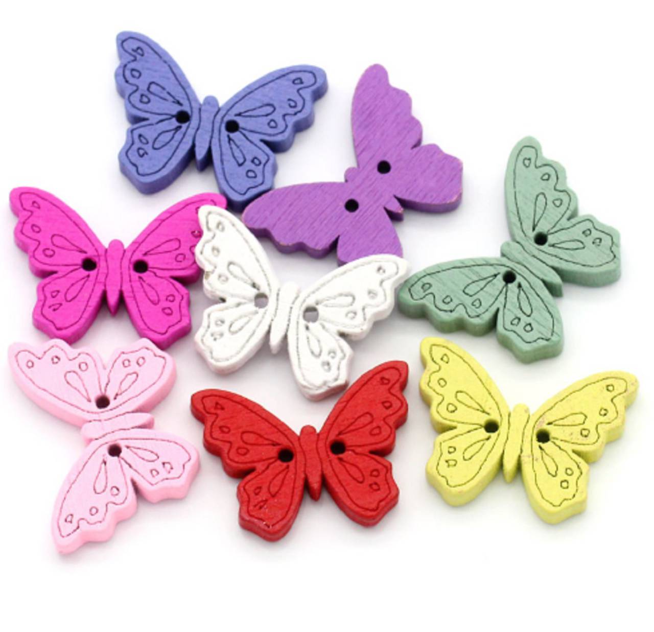 G104 Gombík drevený motýľ 1,8 x 2,4 cm