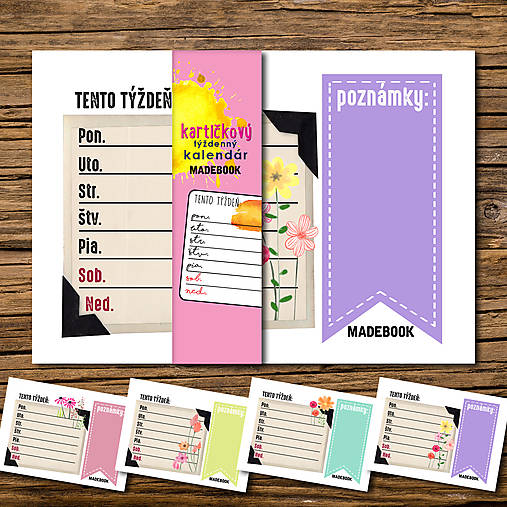 Papiernictvo - MADEBOOK kartičky týždenného kalendára - 8663352_