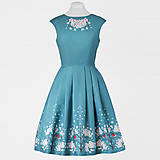 Šaty - Modré šaty - hýľ a čerešňový kvet - 8663028_