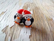 Náušnice - vianoční tučniaci - napichovačky - 8663327_
